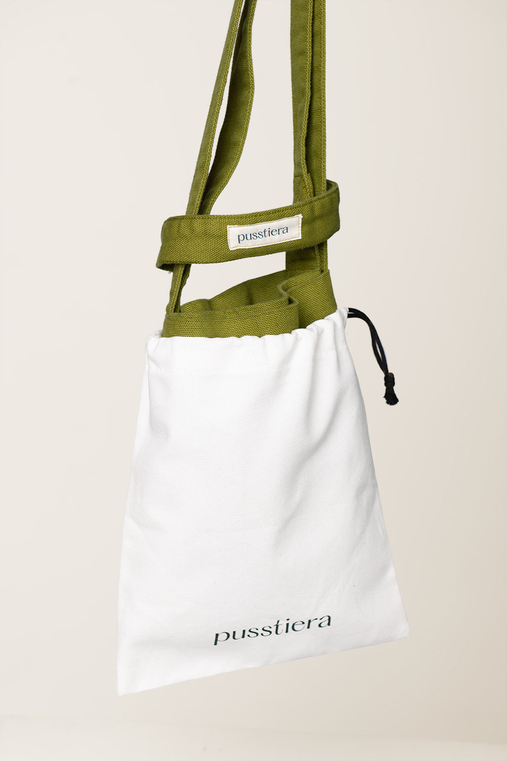 heavy cotton tote bag pusstiera color avocado and the dustbag