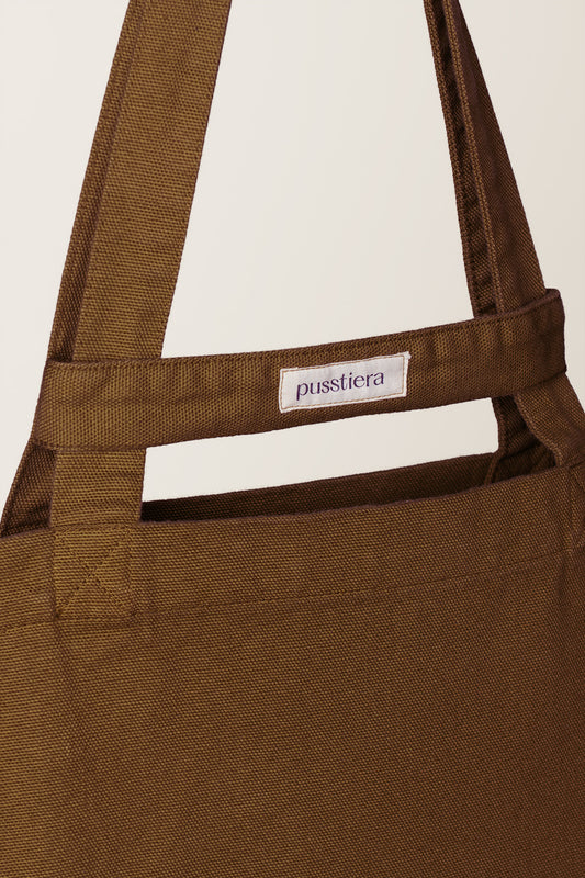 heavy cotton tote bag pusstiera color cappuccino stabilizing strap