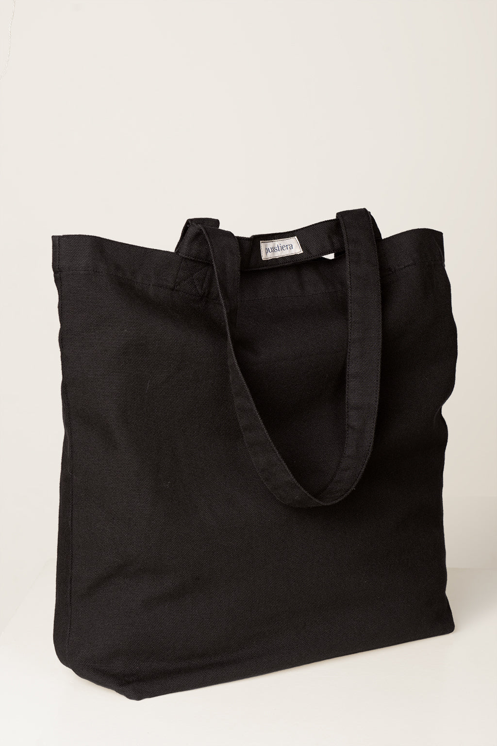 heavy cotton tote bag pusstiera color black caviar stabilizing strap