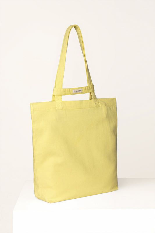heavy cotton tote bag pusstiera color custard 
