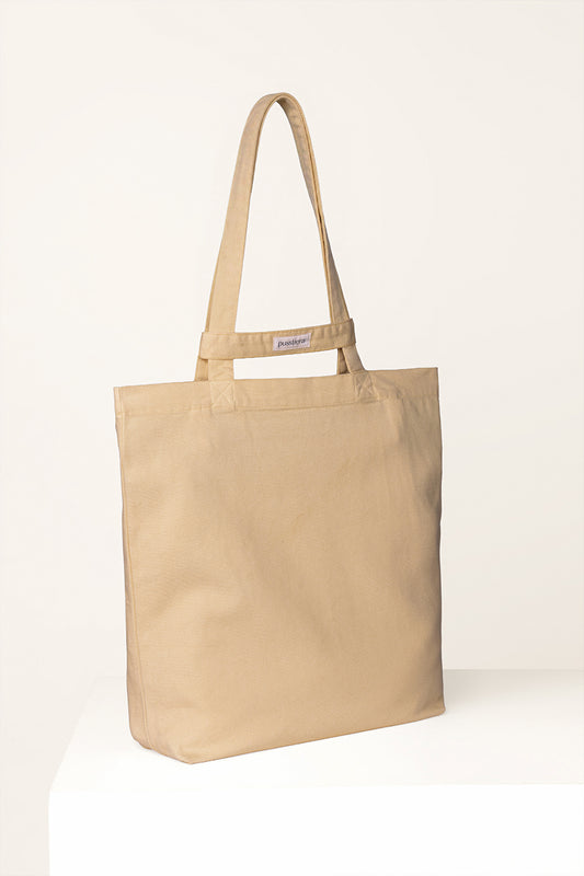 heavy cotton tote bag pusstiera color warm taupe 